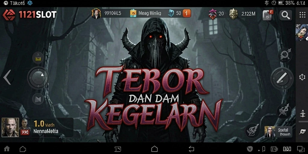 Tampilan mencekam dari gameplay 1121SLOT yang intens.