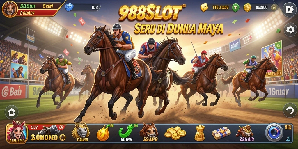 Tangkapan layar gameplay 988SLOT yang penuh aksi balapan seru.