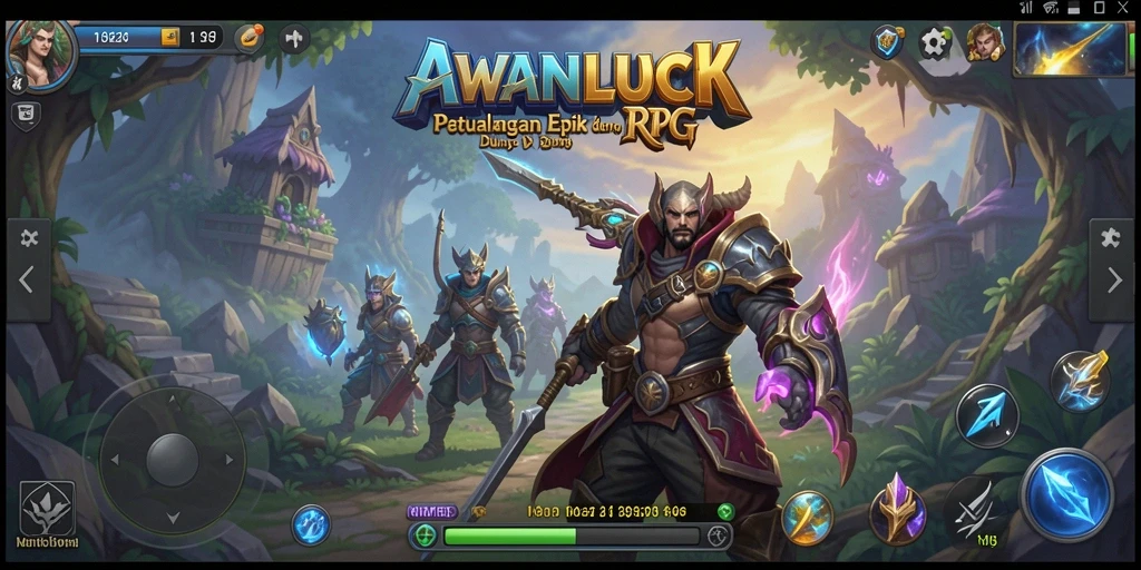 Tampilan gameplay RPG AWANLUCK yang menegangkan dan penuh aksi.
