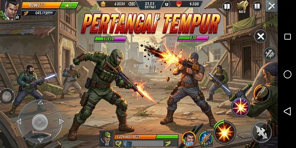 Tampilan menarik dari gameplay Fighting BOWO77 yang mendebarkan.