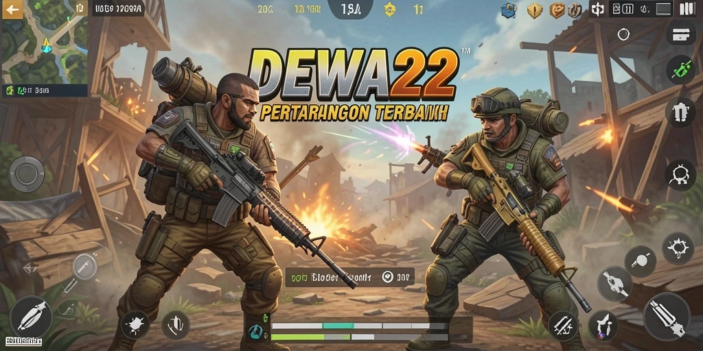 Tangkapan layar yang menunjukkan aksi intens dalam DEWA22 Battle Royale.