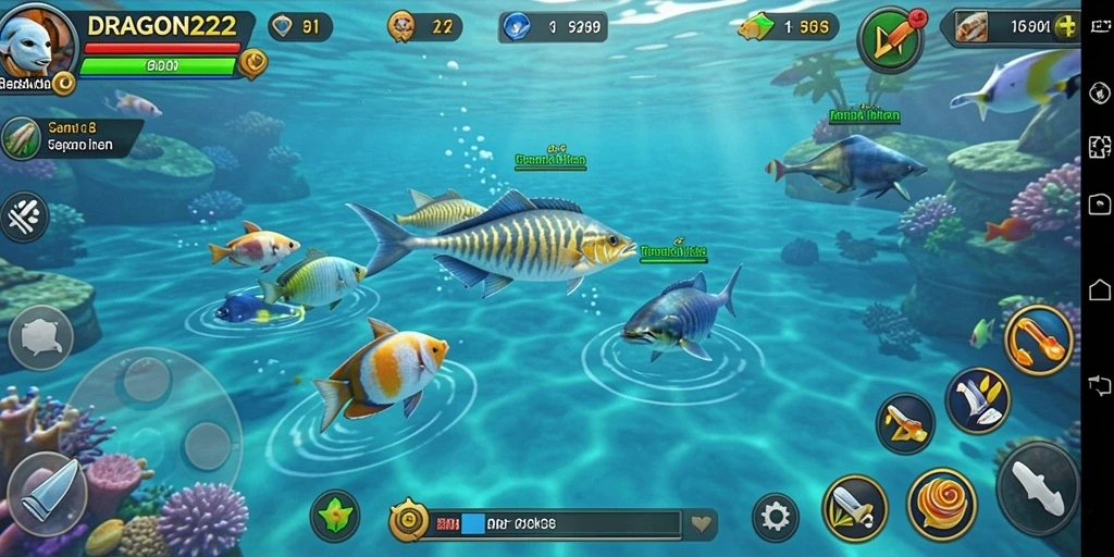 Tampilan seru dari gameplay Tembak Ikan di DRAGON222.
