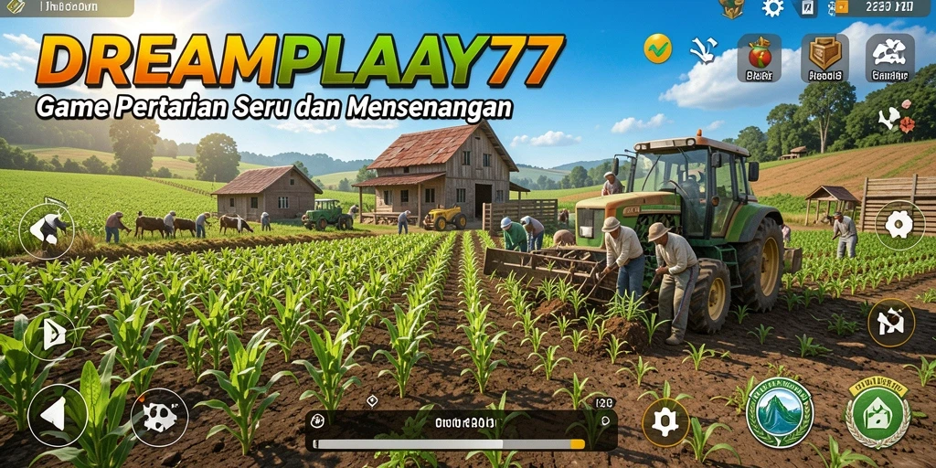 Tampilan gameplay <strong>DREAMPLAY77</strong> yang menarik dan penuh warna dalam bertani.