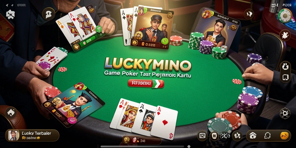 Tampilan screenshot gameplay seru di LUCKYMINO saat bermain Poker.