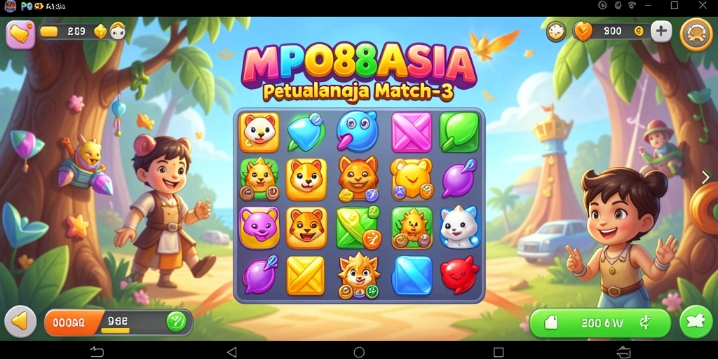 Screenshot MPO88ASIA menampilkan efek visual dari gameplay Match-3 yang seru.