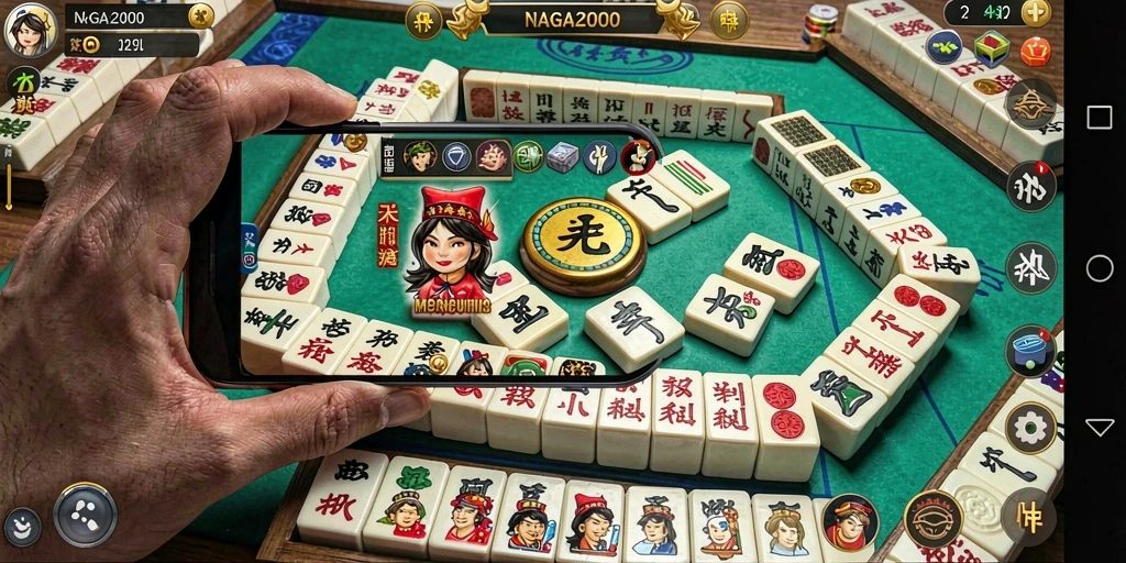 Tampilan utama gameplay Mahjong yang menarik di NAGA2000.