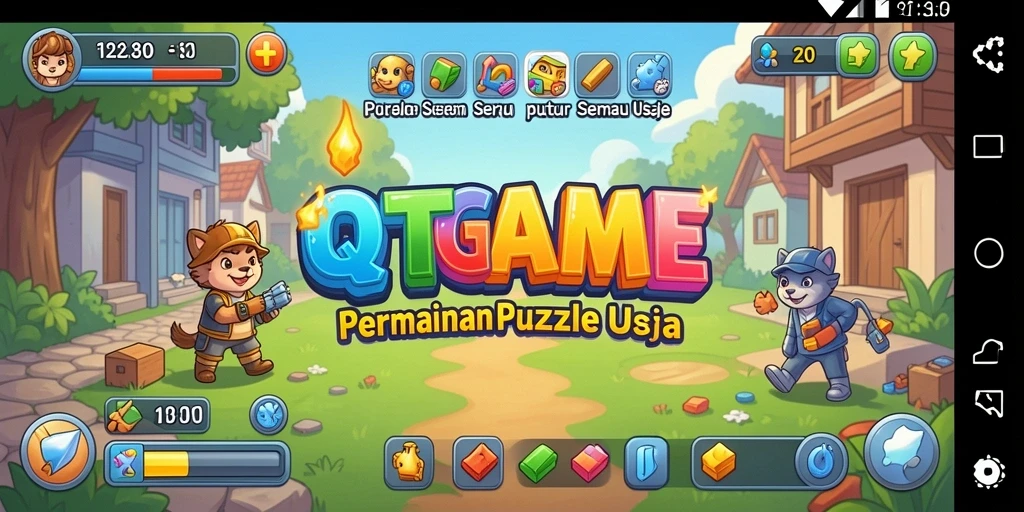 Tampilan gameplay seru dari QTGAME dengan berbagai puzzle menantang.