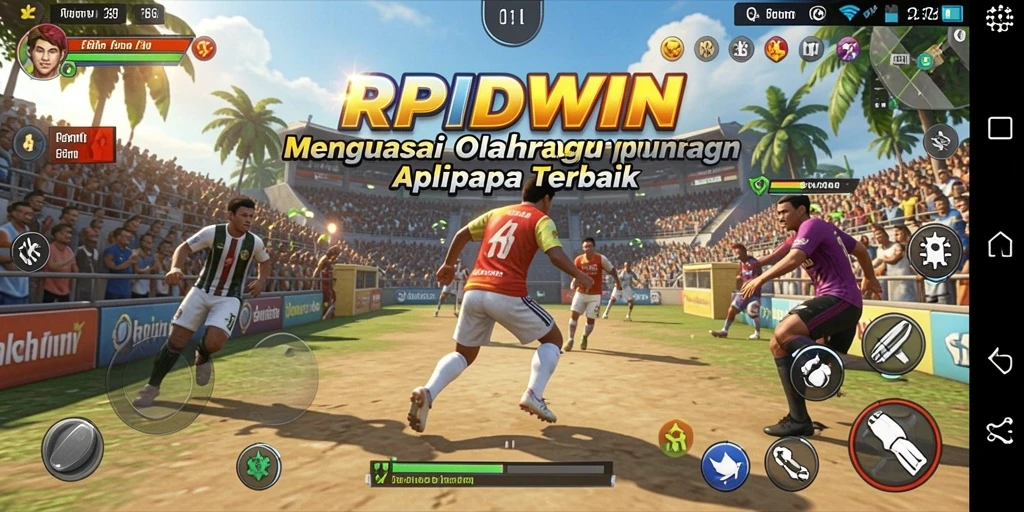 Screenshot utama RPIDWIN menampilkan aksi seru dalam pertandingan olahraga.