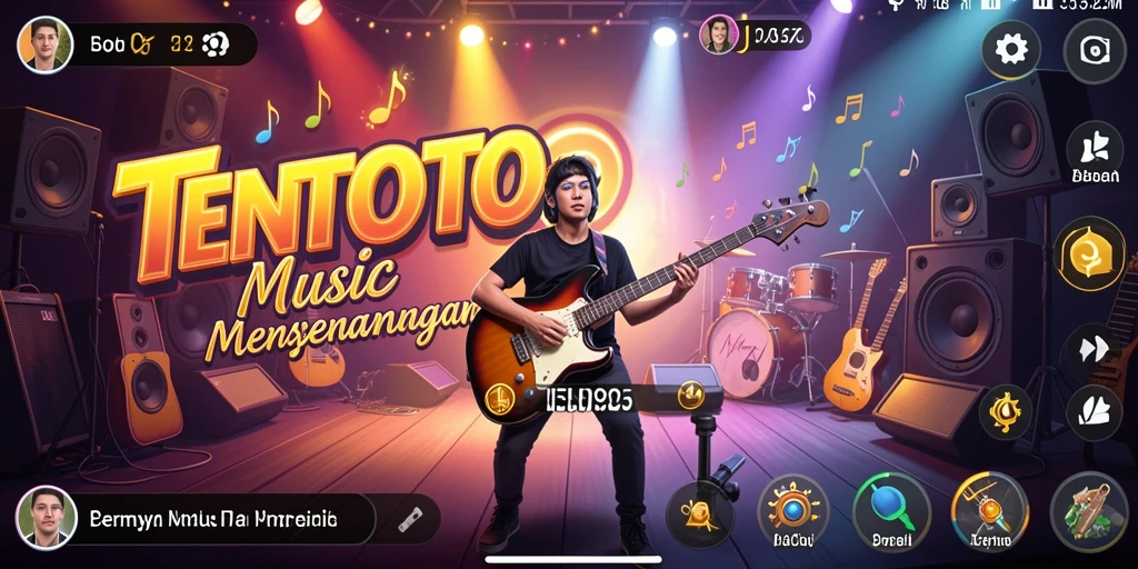 Screenshot utama TENTOTO menampilkan pemain menikmati musik interaktif.