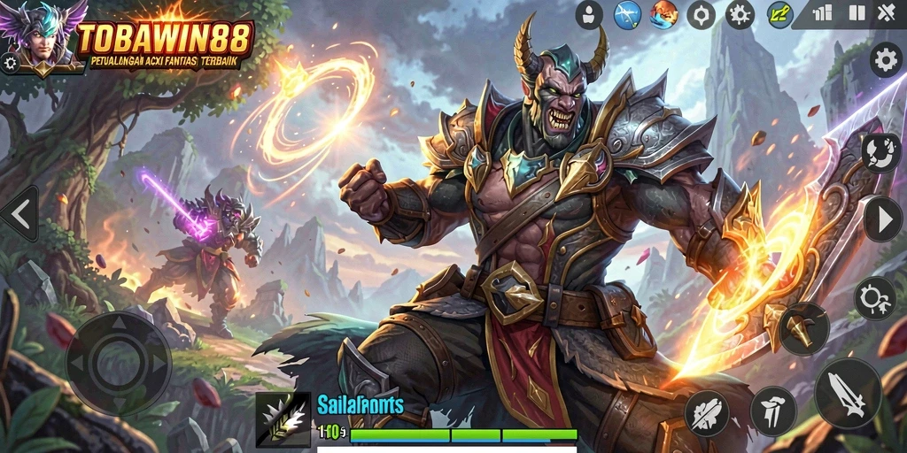 Tangkapan layar gameplay TOBAWIN88 dengan aksi pertempuran mendebarkan.